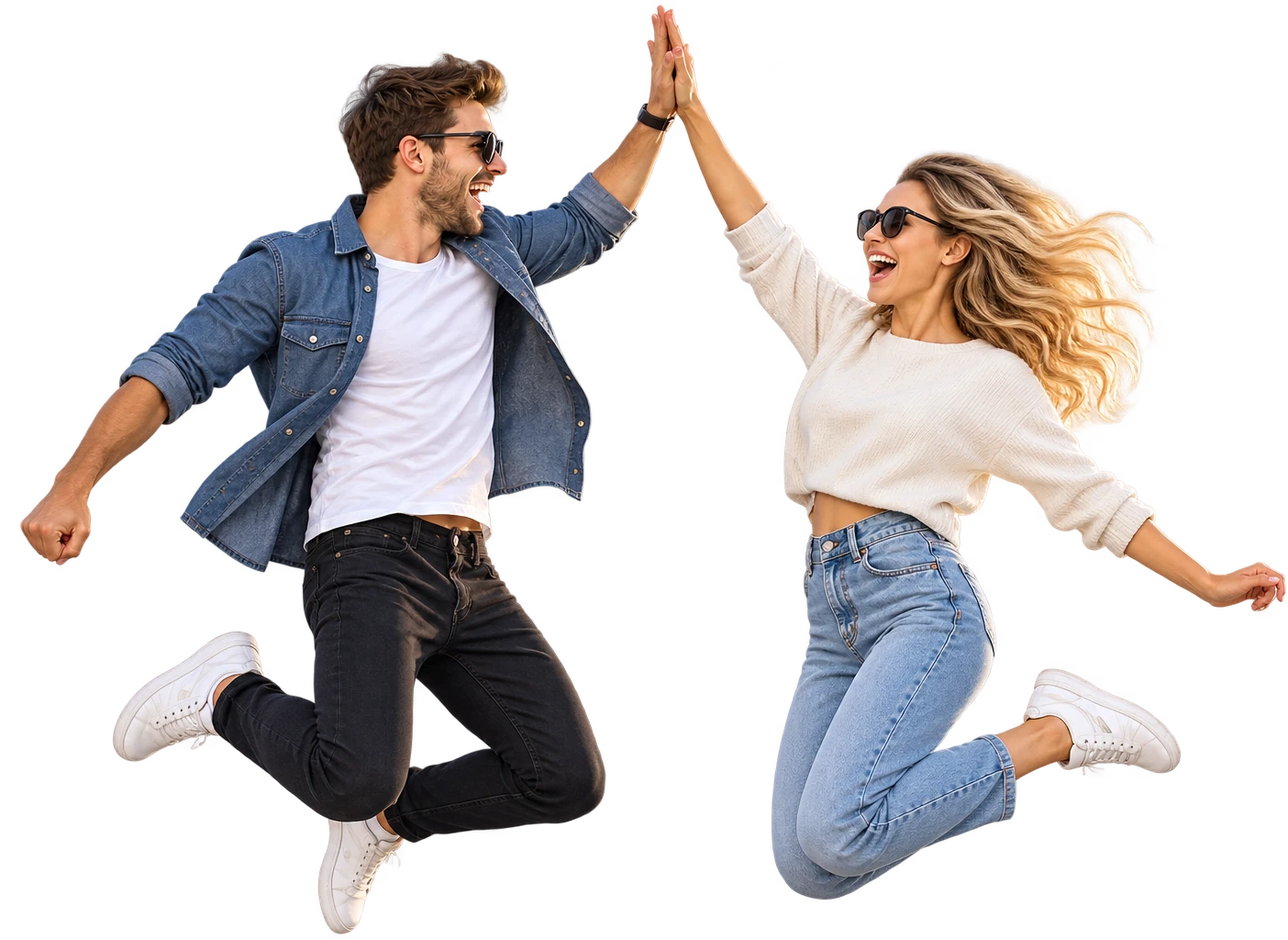 Two people celebrating good news about their loan request